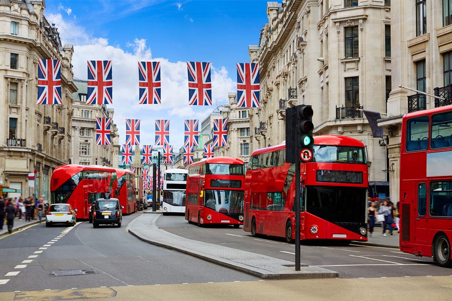 Red buses in London