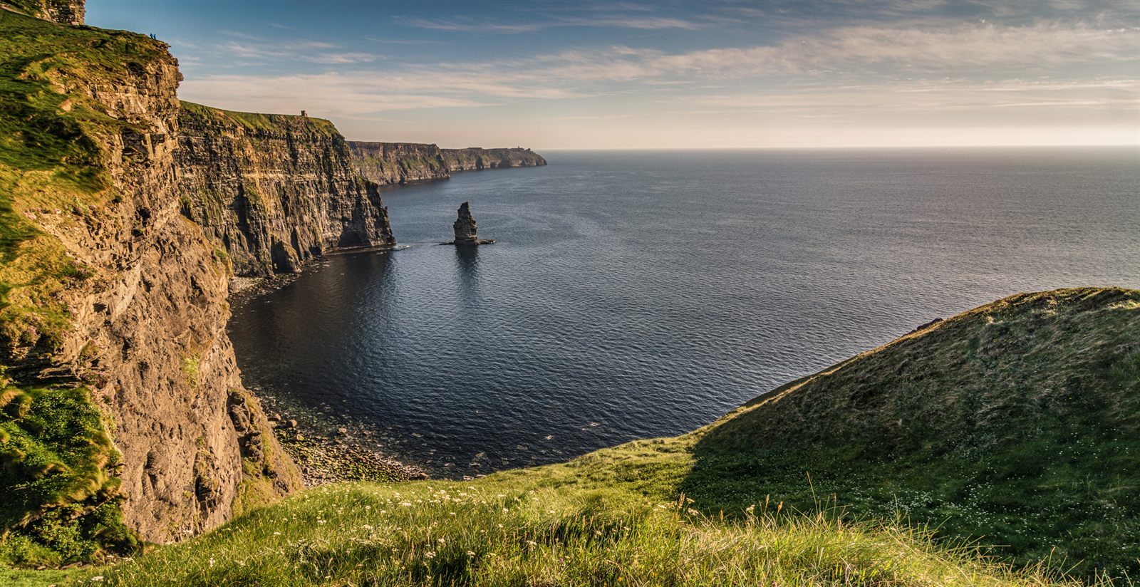 Tall green sea cliffs on the west coast of Ireland above the Atlantic