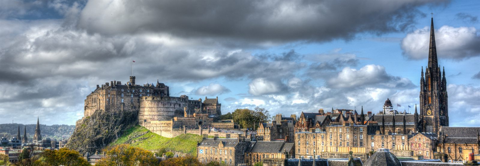 Edinburgh Castle on its rock above the rooftops and spires of the city